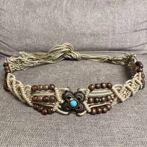 Women’s Bohemian Braided Waist Belt with Beads